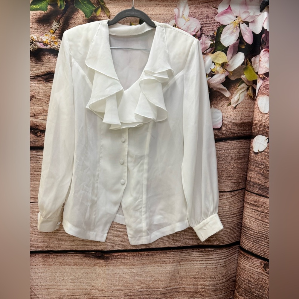 Elegant White Ruffle Blouse